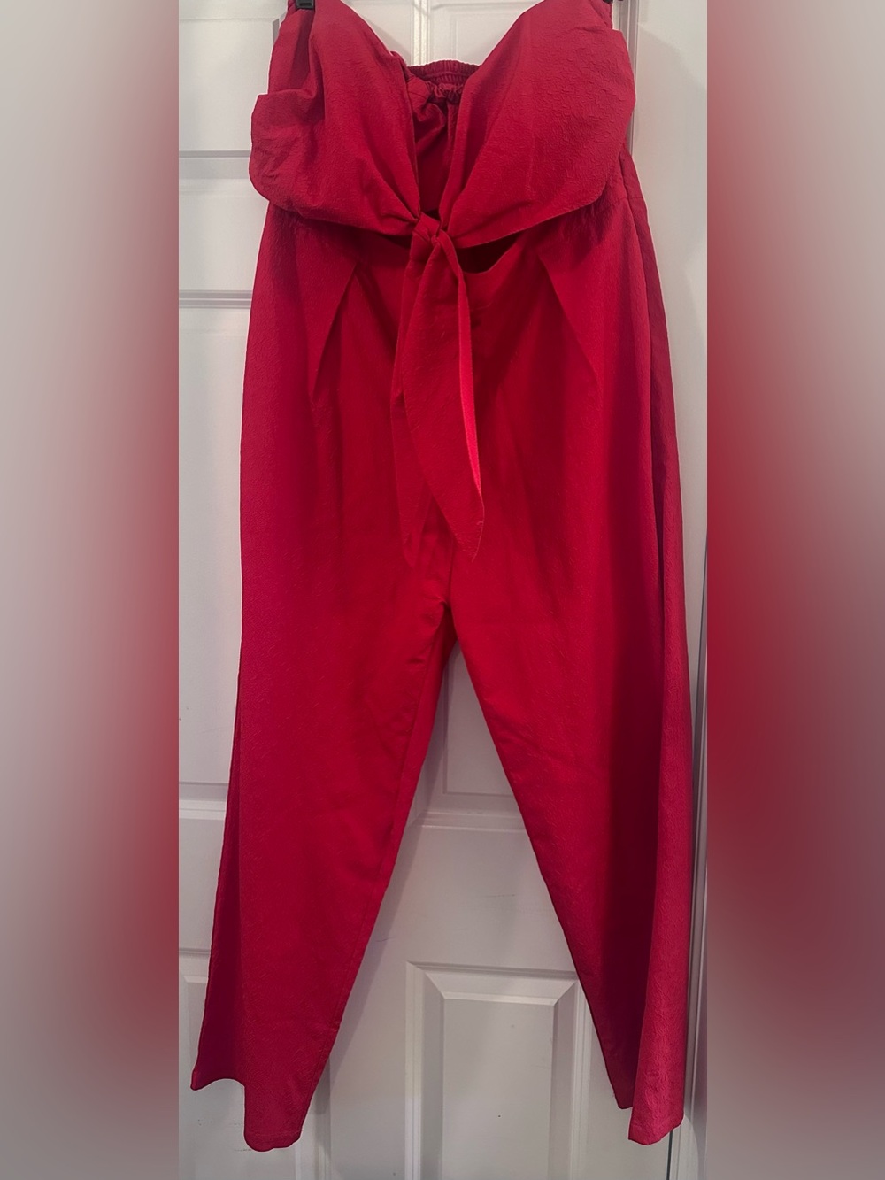 Red Tie-Front Women’s Jumpsuit